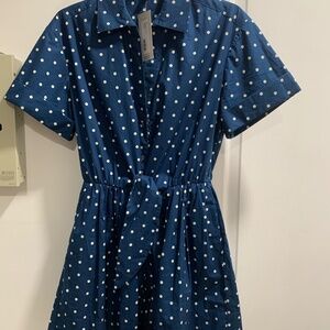 Cara Cara Asbury Mini Dress - Navy Polka Dot- NWT